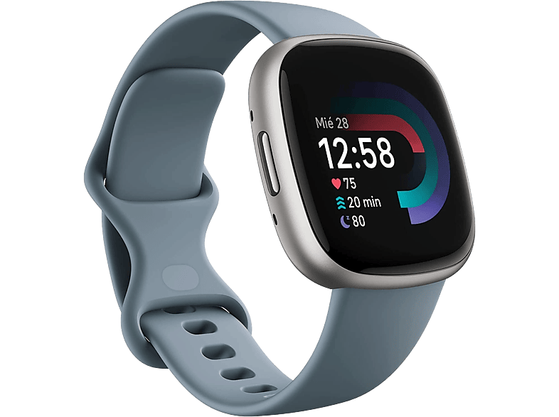Smartwatch - Fitbit Versa 4, 1.34" FHD AMOLED, 129 209 mm, 5 ATM, Bluetooth 5.0, 6 días, Azul Platino