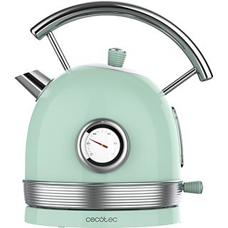 Hervidor de agua - Cecotec Thermosense 420 Vintage Light Green, 2200 W, 1.8 l, Base 360º, Acero inoxidable, Light Green