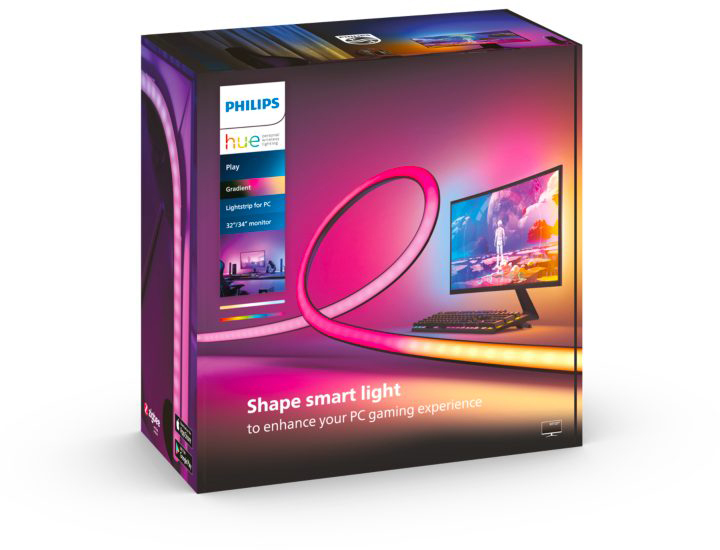 Box of Philips Hue Play gradient lightstrip for PC monitor.
