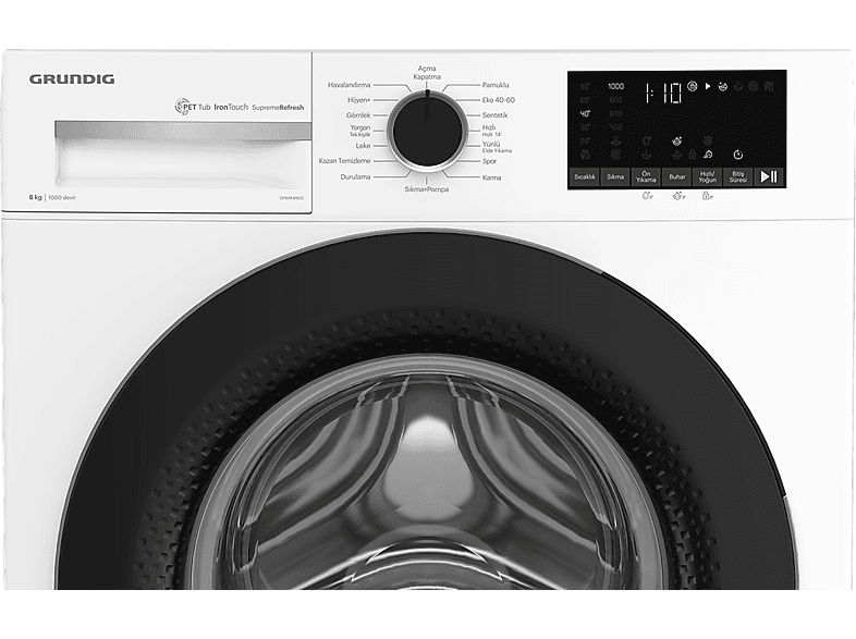 GRUNDIG GPWM 81622 C Enerji Sınıfı 8Kg 1000 Devir Çamaşır Makinesi Beyaz_3