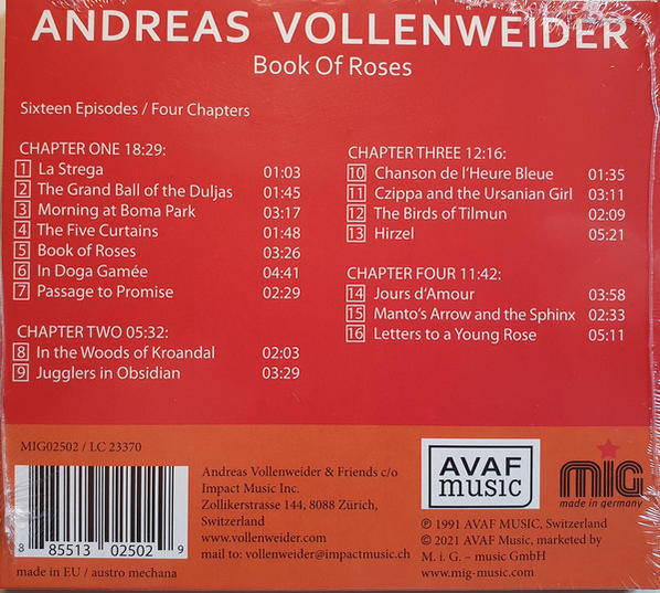 A CD tok hátlapja, epizódlistával, fejezetcímekkel.
