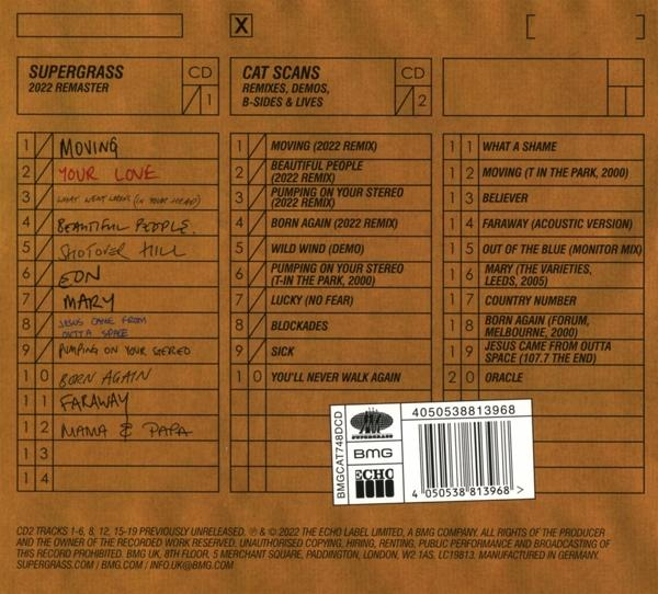 CD-Cover mit Titellisten, Künstlername und Logos. Braune und weiße Farben.