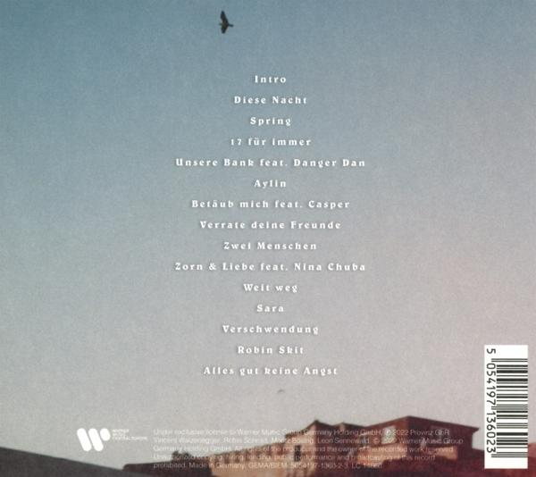 Albumcover, Songtitel, Vogel und klarer Himmel.