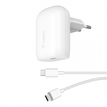 Belkin Boostcharge 30 Watt Usb-c Wall Charger + Usb-c-naar-usb-c-kabel Wit afbeelding