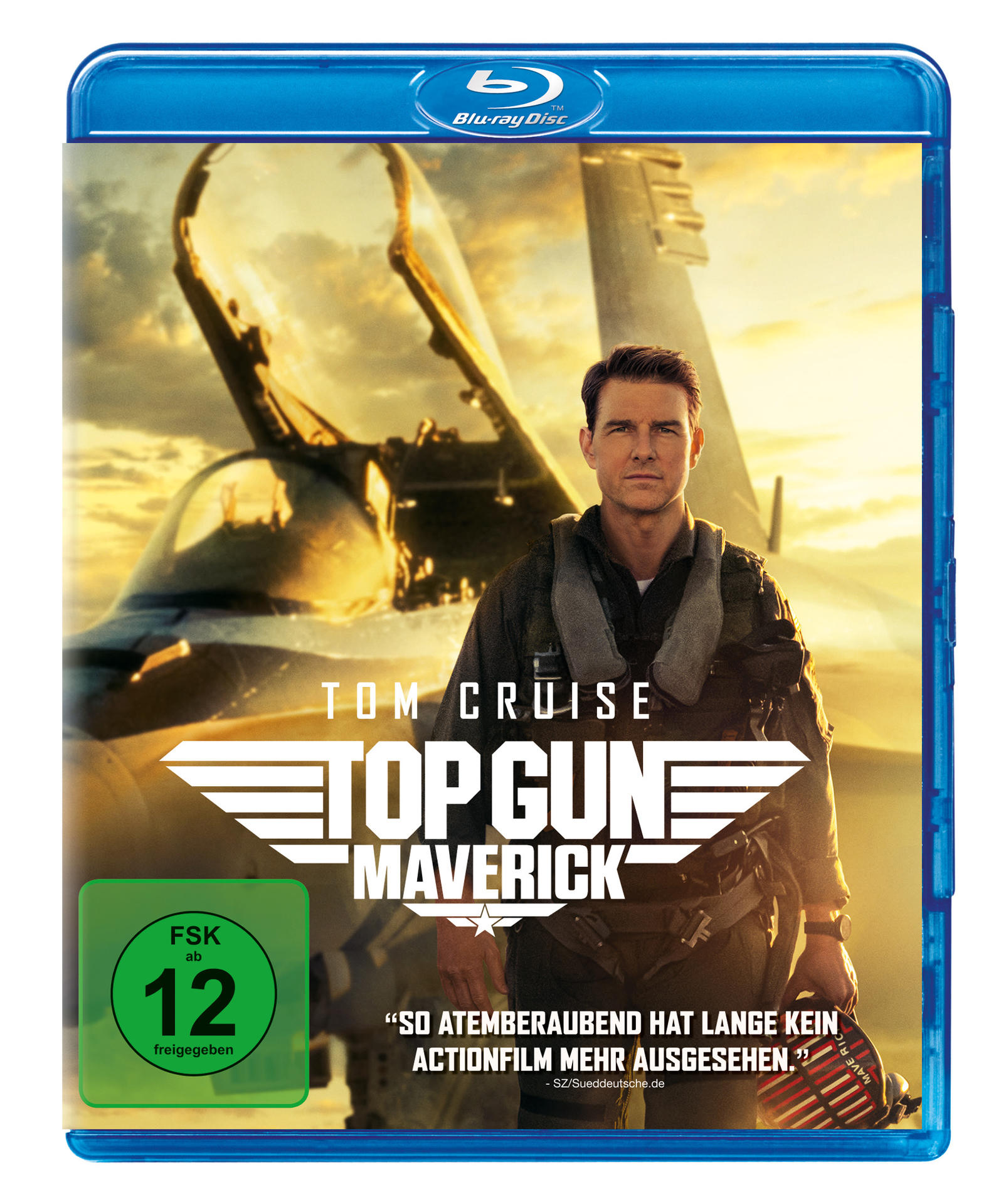 Top Gun: Maverick Blu-ray Disc Cover mit Tom Cruise und Düsenjet.