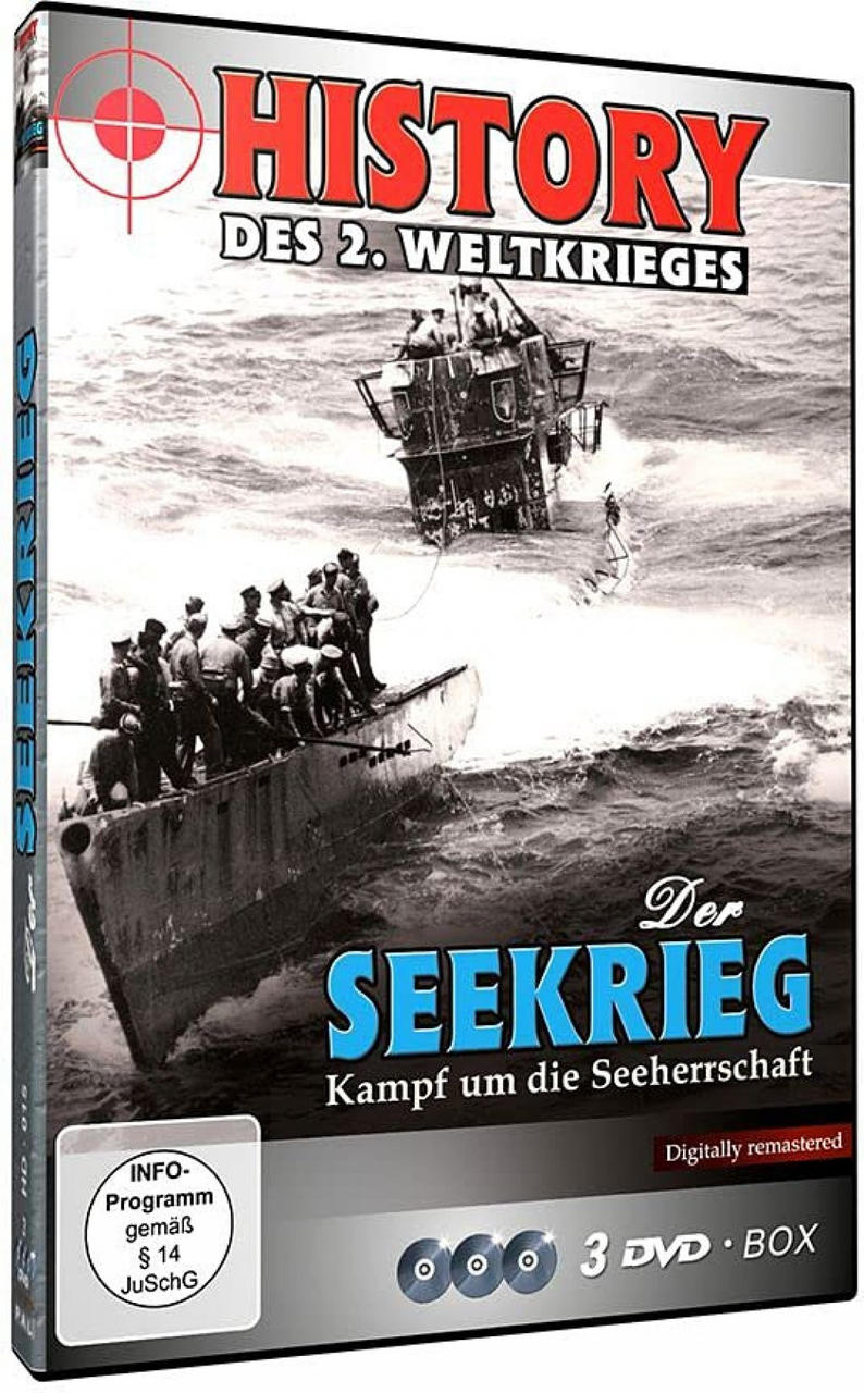 DVD-Box-Set einer Weltkriegs-Dokumentation mit einem U-Boot und Soldaten auf dem Cover.