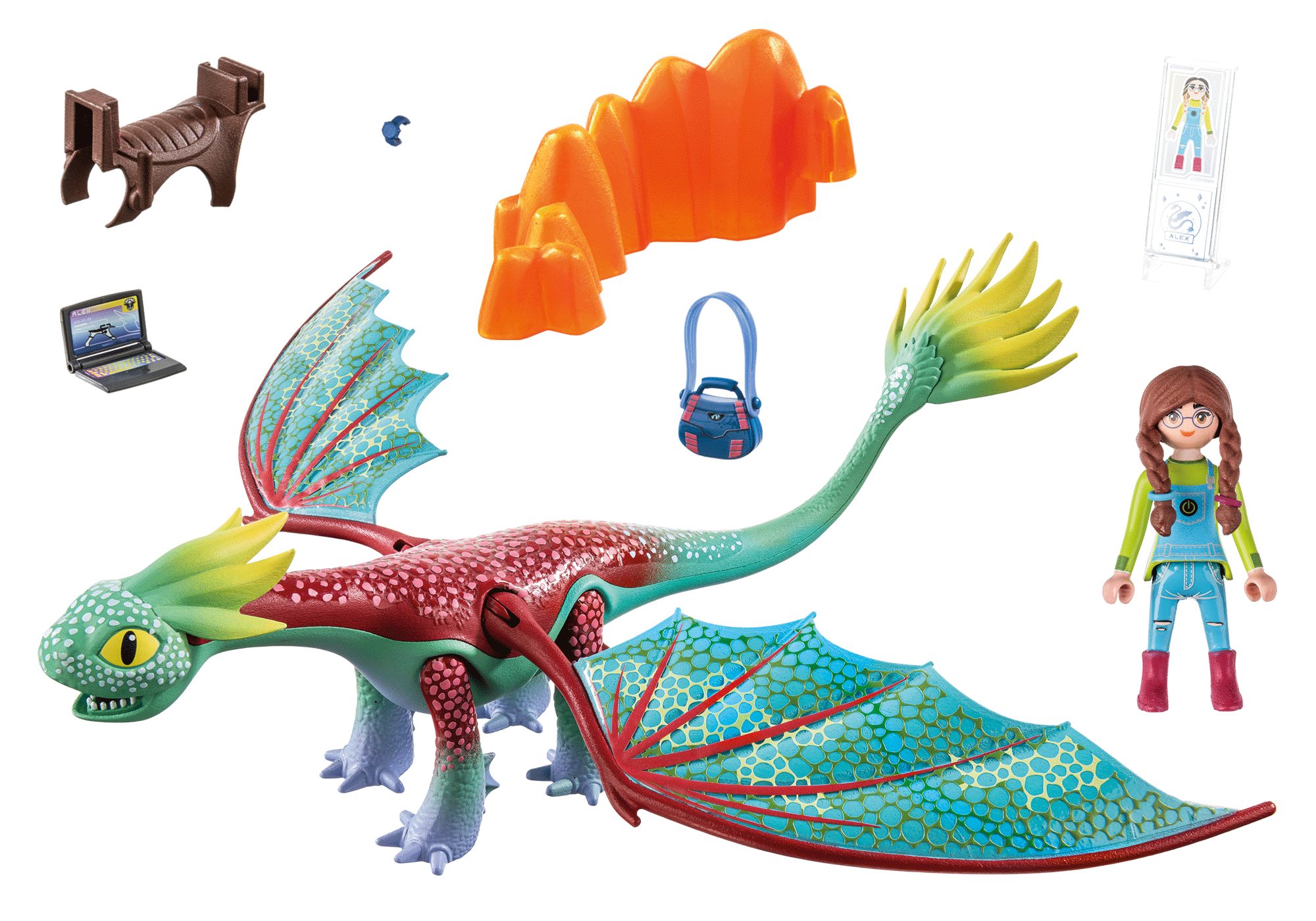 PLAYMOBIL Spielset, Feathers Mehrfarbig & 71083 Nine The Realms Alex - Dragons: