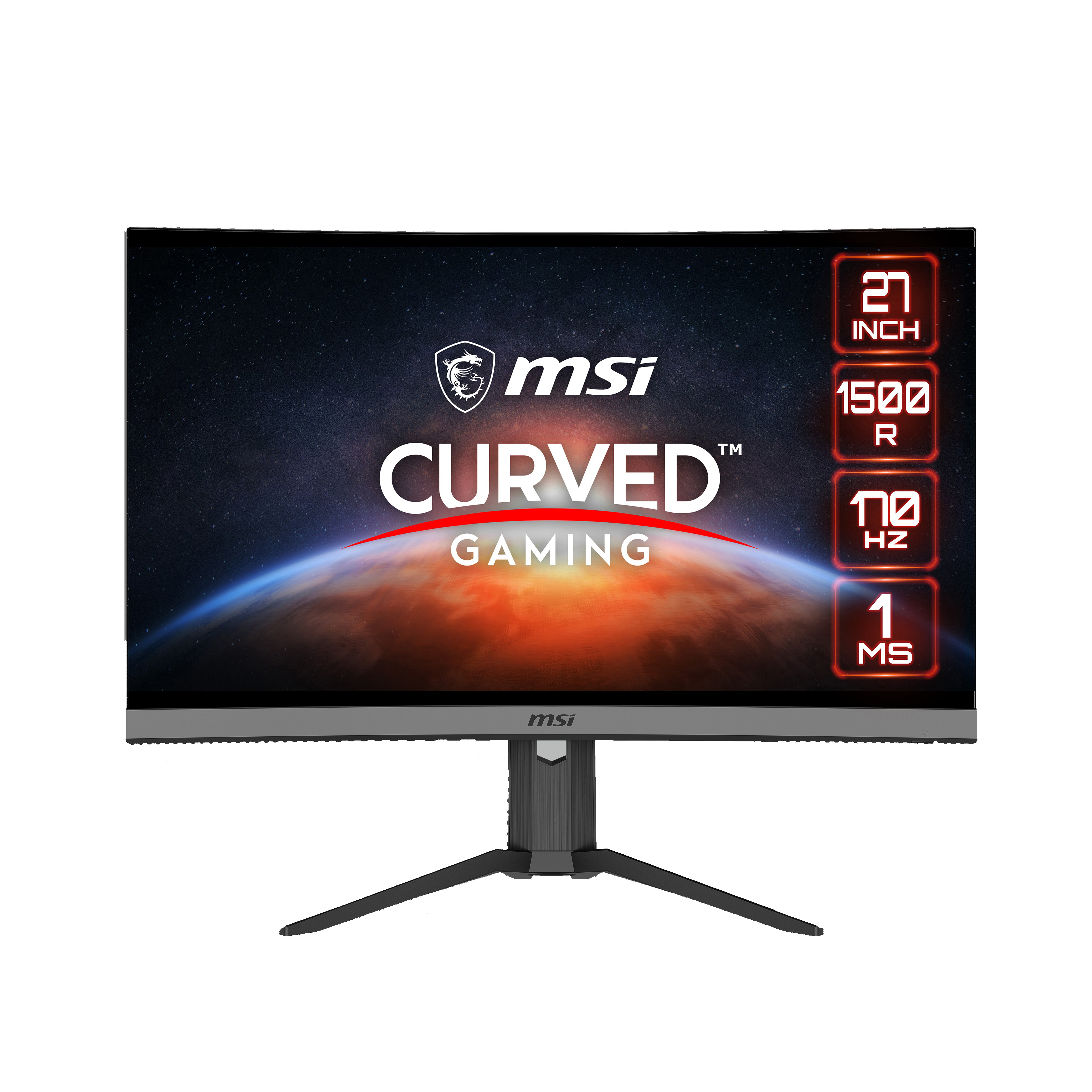 MSI Curved Gaming Monitor mit Spezifikationen: 27 Zoll, 1500R, 170 Hz und 1 ms.