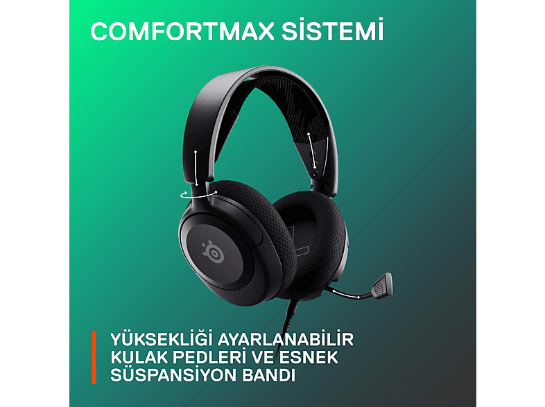 STEELSERIES Arctis Nova 1 Multi-System Oyuncu Kulak Üstü Kulaklık Siyah_6