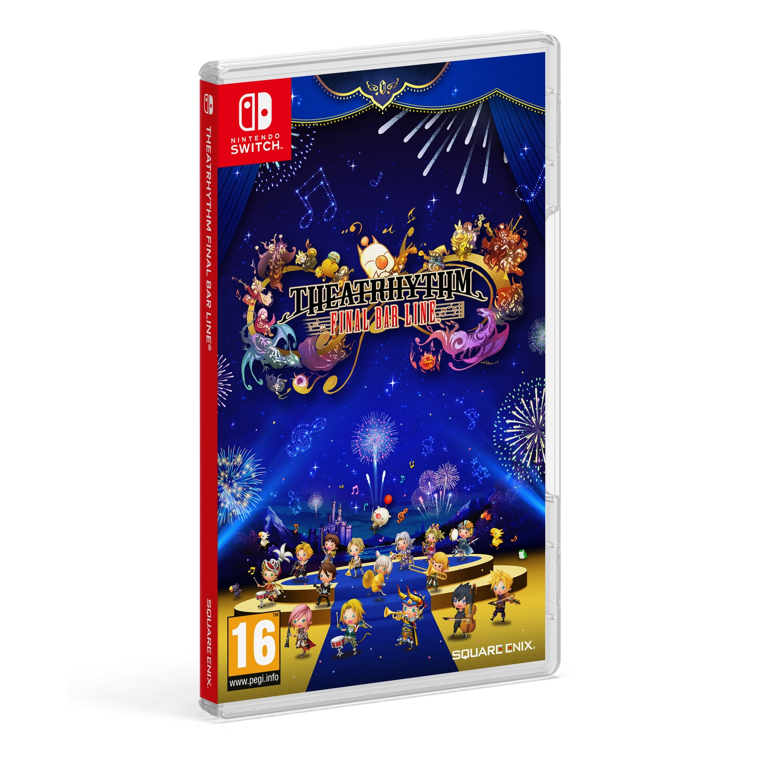 Caja de videojuego para Nintendo Switch. La caja tiene un fondo azul con personajes y el título del juego.