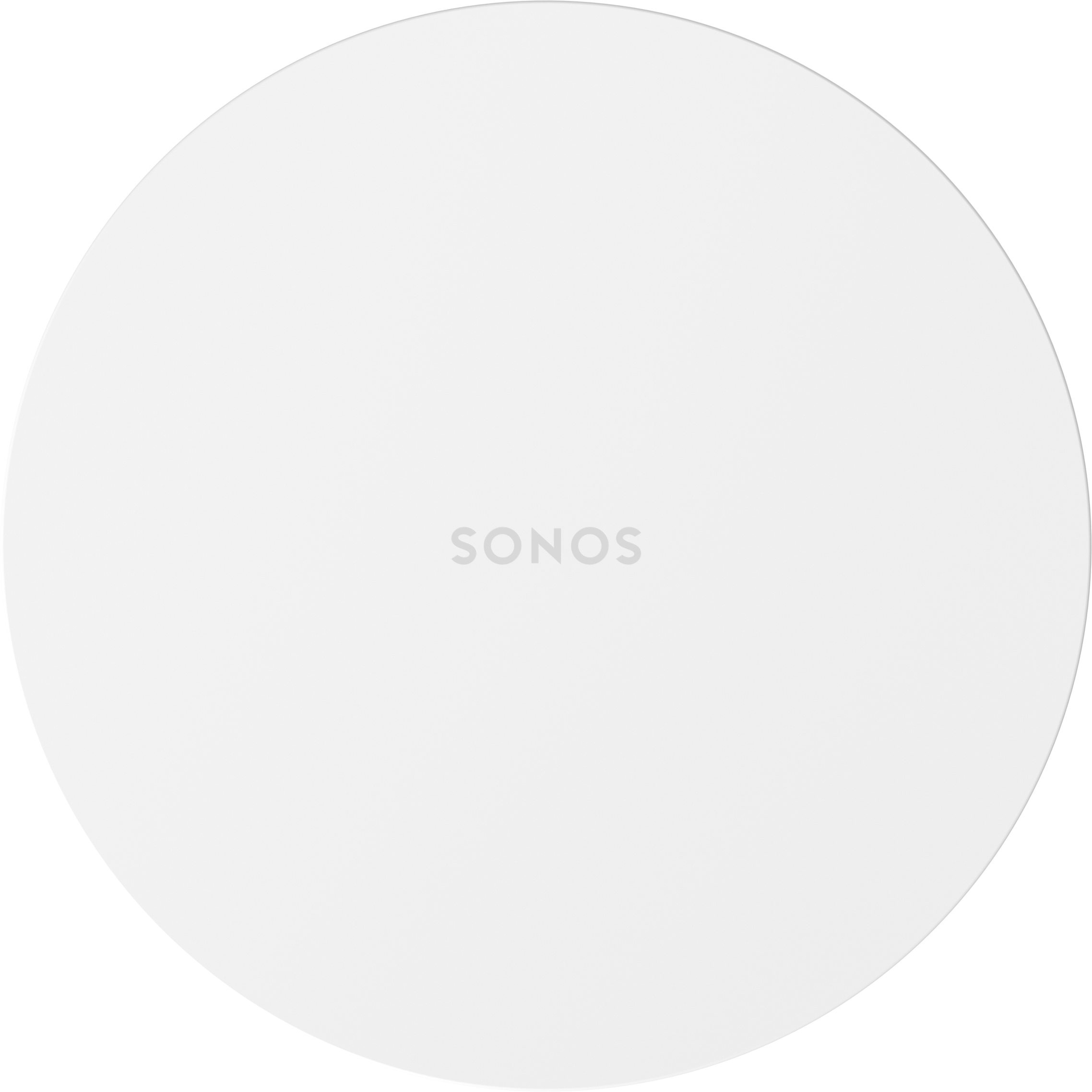 Un cerchio bianco con la parola SONOS al centro. Sfondo nero.
