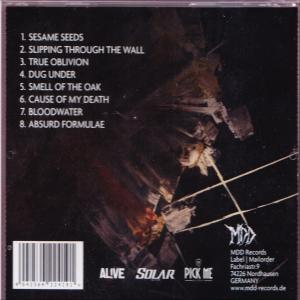 Rückseite einer CD-Hülle mit Songtiteln, Barcode und dem MDD Records Logo.