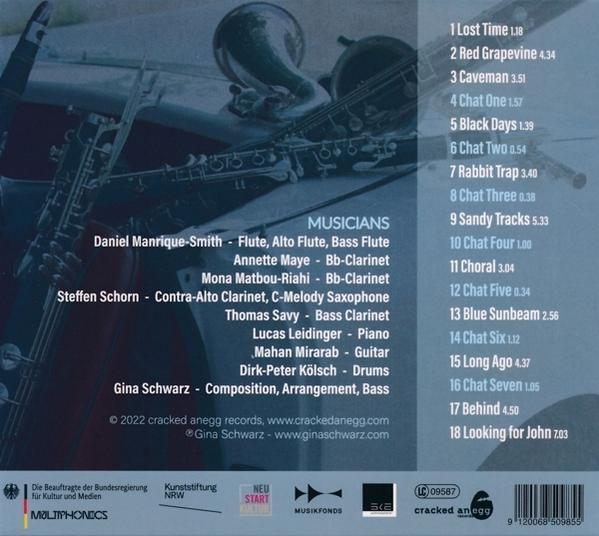 CD-Cover mit Instrumentalisten und einer Titelliste mit Titeln und Zeitangaben.