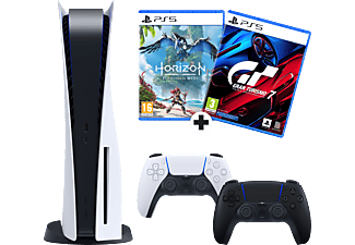 Pack PlayStation 5 + Horizon Forbidden West + Gran Turismo 7 + PS5 DualSense Midnight Black - Console de jeu - Blanc/Noir/Noir Minuit