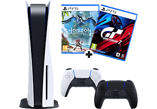 PlayStation 5 + Horizon Forbidden West +  Gran Turismo 7 + PS5 DualSense Midnight Black Bundle - Spielekonsole - Weiss/Schwarz/Midnight Black