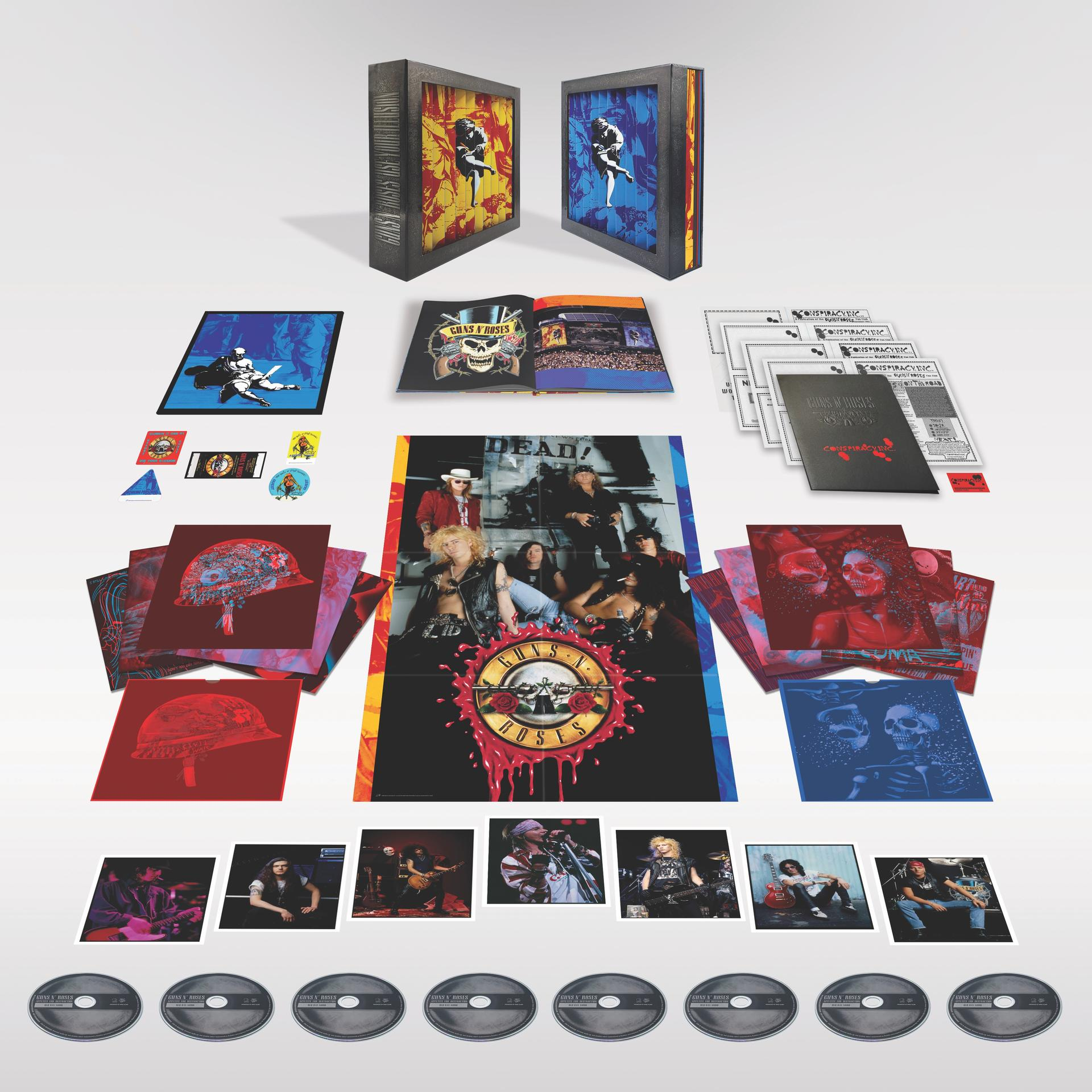 Guns N' Roses albumset met diverse inlegvellen, posters en cd's.