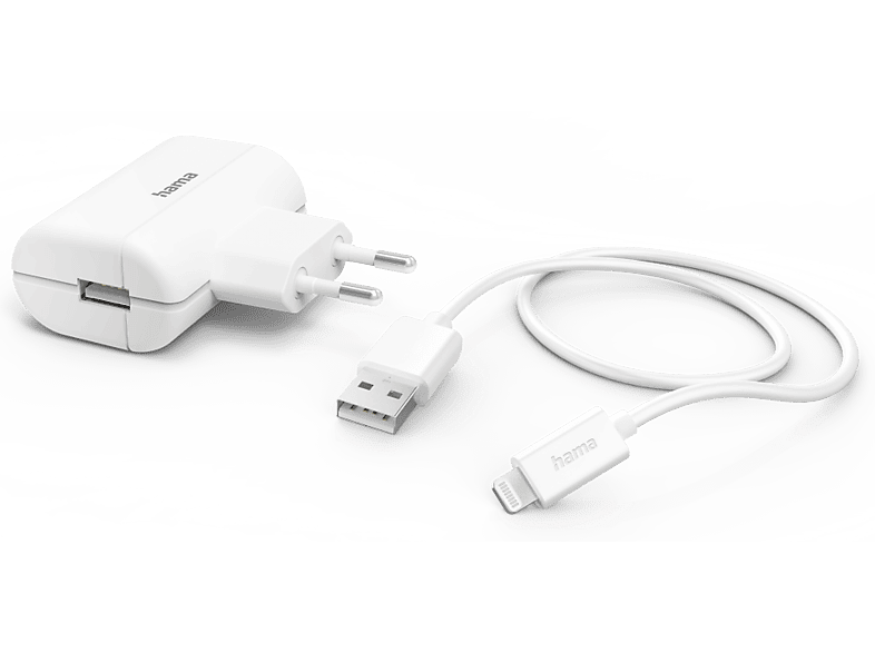 HAMA FIC E3 Hálózati töltő USB-A, 2,4A, 12W, USB-Lightning kábel, fehér (201619)