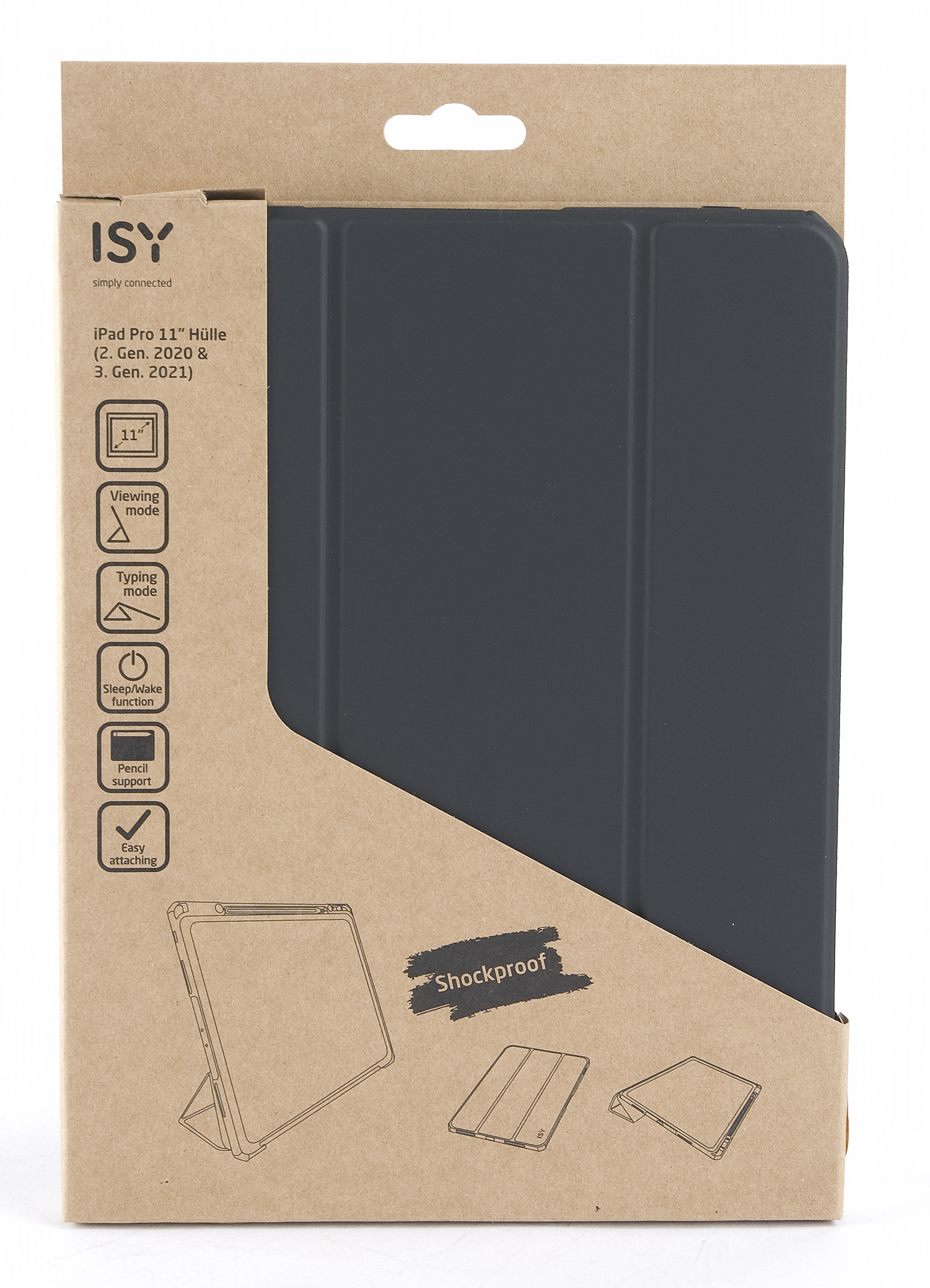 iPad 2. Schwarz ICT-2001-BK, Gen. 2020, 3. 2021, Pro ISY Bookcover, 11\