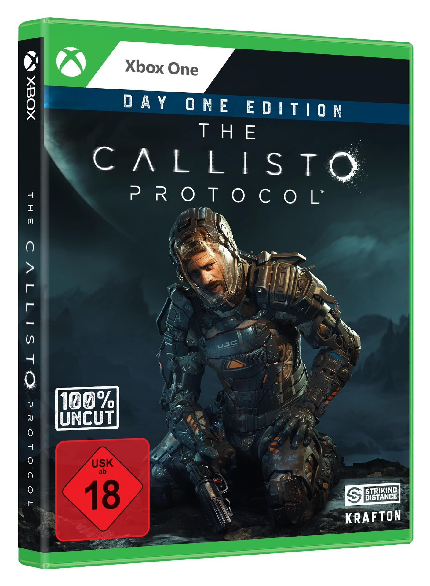Grüne Xbox-Spielhülle. Der Titel lautet „The Callisto Protocol“. Die Box hat das Xbox-Logo und einen roten USK 18-Aufkleber.