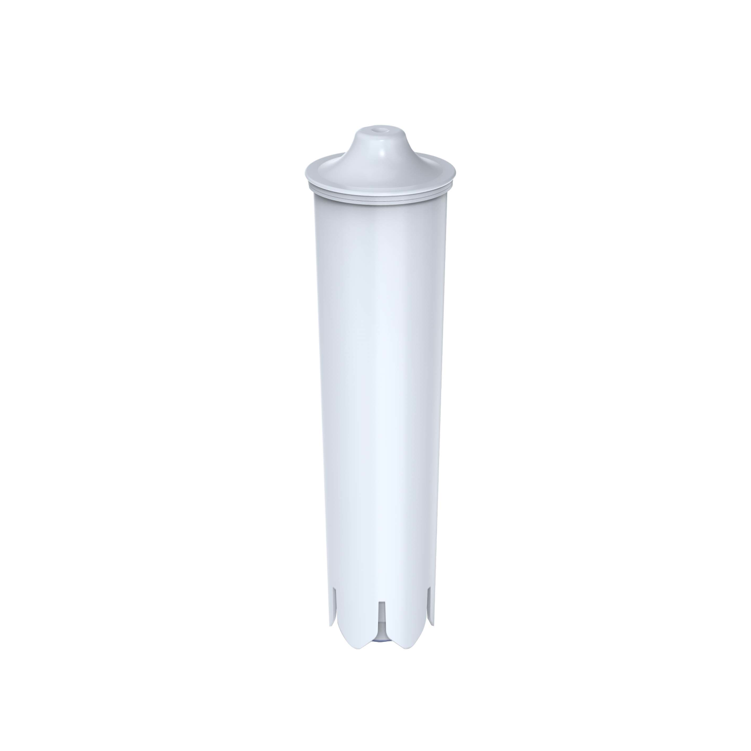 A white water filter jug replacement cartridge, standing upright.