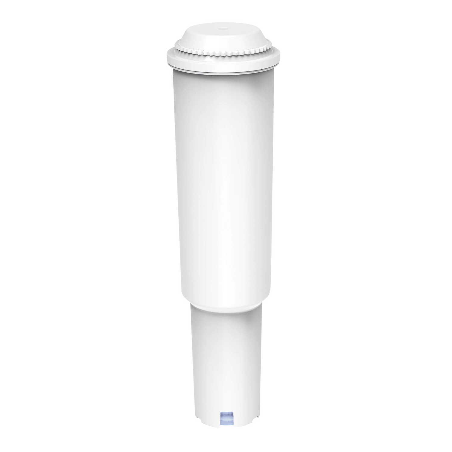 A tall, white water filter cartridge on a white background. It is cylindrical.