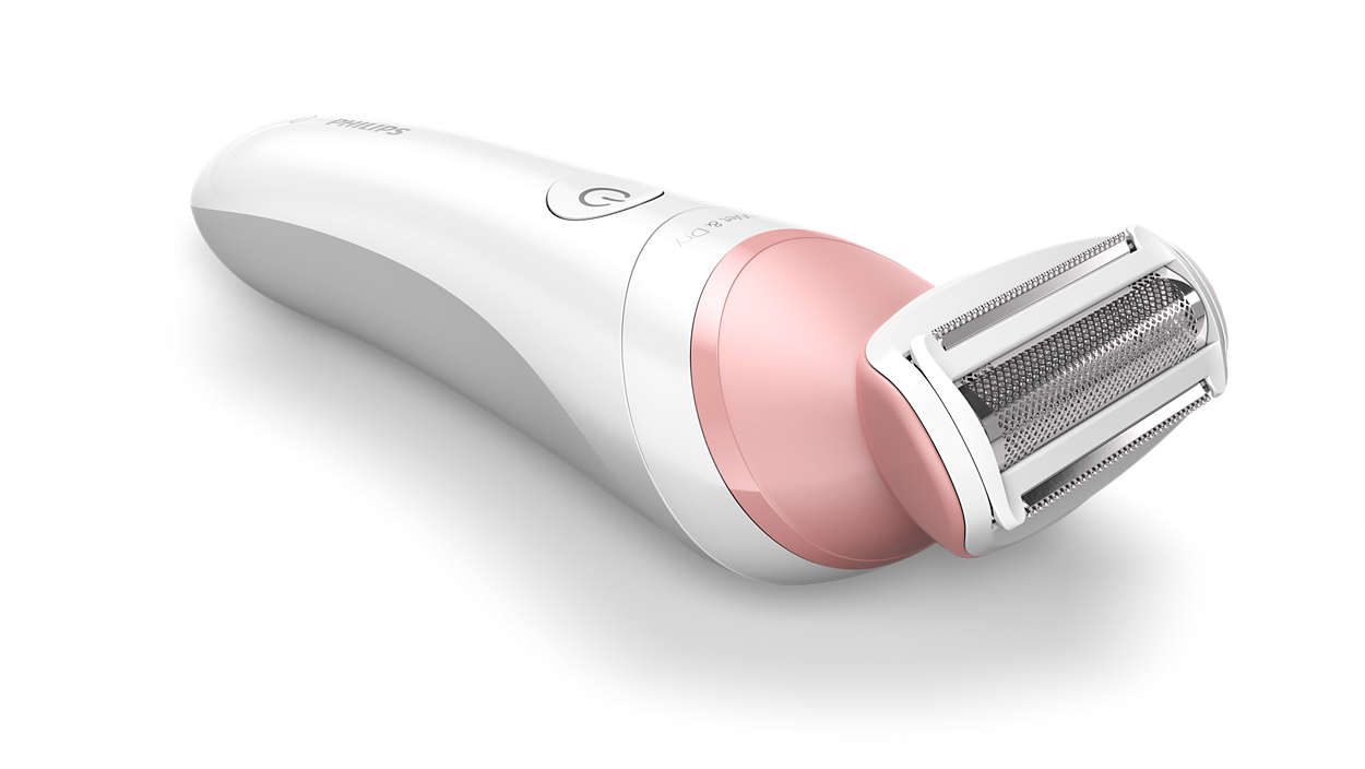 Fehér és rózsaszín Philips LadyShave elektromos borotva.