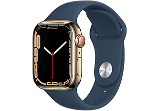 APPLE Watch Series 7 GPS+Cellular 41mm in acciaio oro - Sport blu abisso