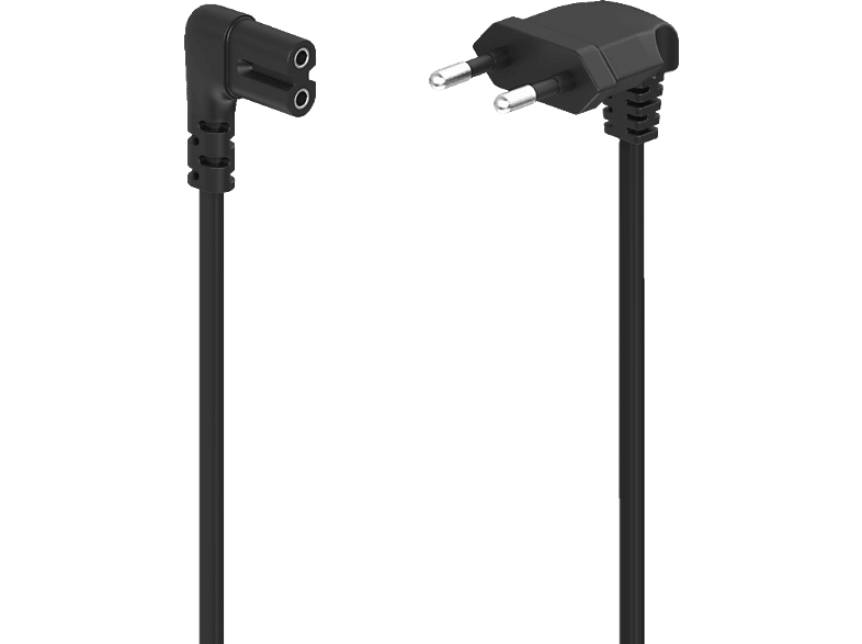 HAMA Euro-Stecker auf Doppelnut / C7, beidseitig gewinkelt, Netzkabel, 3 m