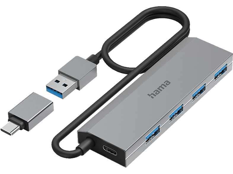 HAMA 4 Ports, USB Hub, Anthrazit USB Hubs MediaMarkt