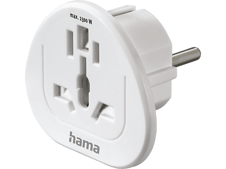 Hama 00223455 Reiseadapter Typ E und F, 3-polig, universal, Welt nach Europa, Weiß