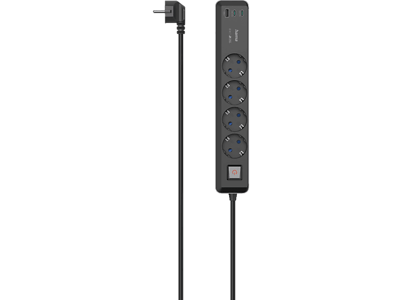 HAMA 2x USB-C, 1x USB-A, 4-fach Steckdosenleiste mit Schalter, 1,4 m  Steckdosenleisten & Stecker