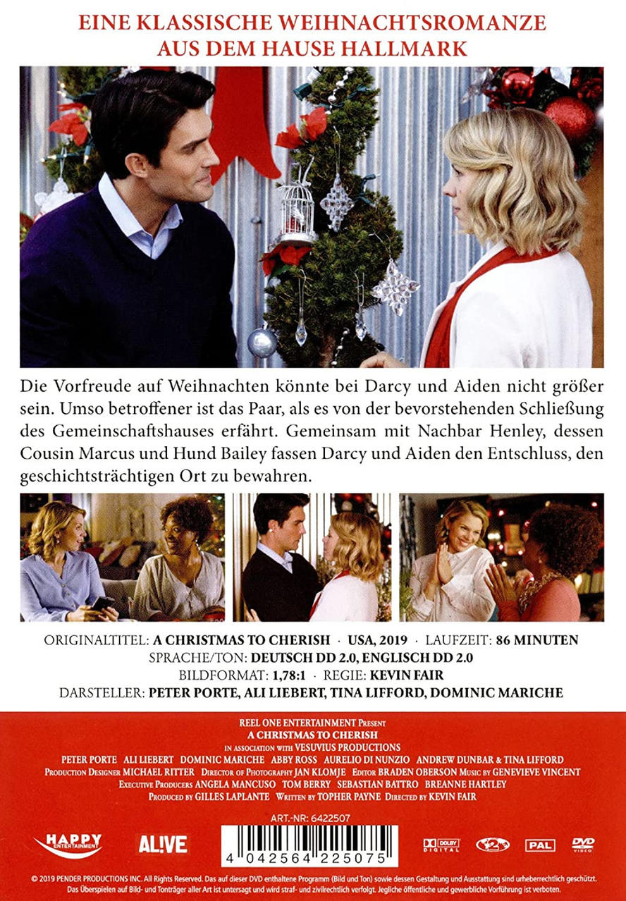 Filmcover: Mann und Frau am Weihnachtsbaum, Titel 'A Christmas to Cherish'.