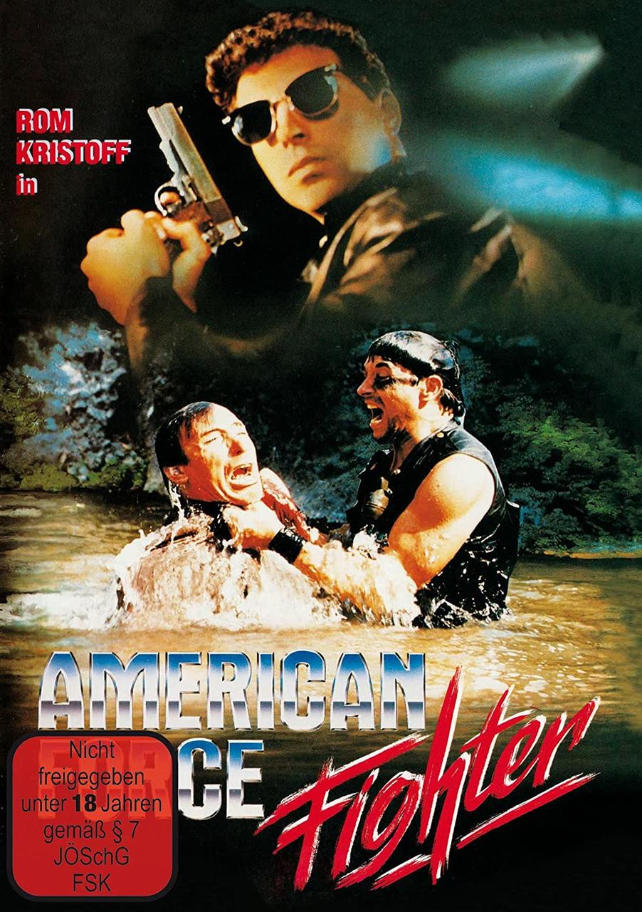Filmposter: Mann hält eine Waffe über den Kopf eines anderen Mannes im Wasser. Der Titel lautet 'American Ice Fighter'.