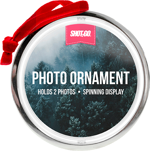 SHOT2GO Fényképtartós, forgó karácsonyfadísz, ezüst (S2618)