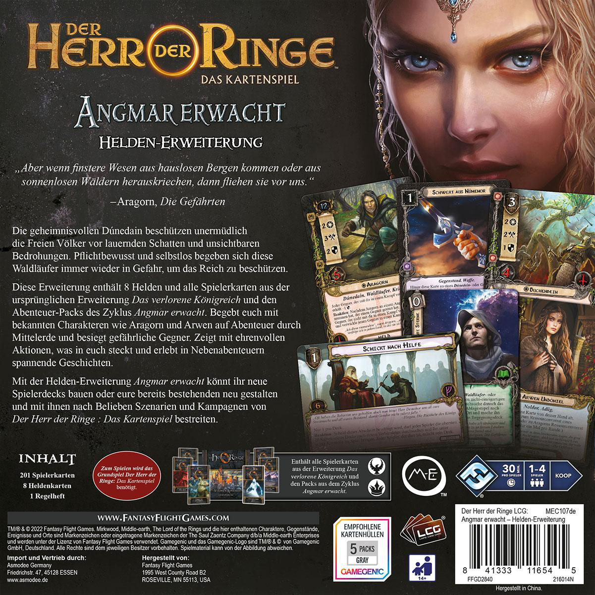 FANTASY FLIGHT GAMES Herr der Ringe Das Kartenspiel - Angmar erwacht (Helden-Erweiterung) Kartenspiel Mehrfarbig