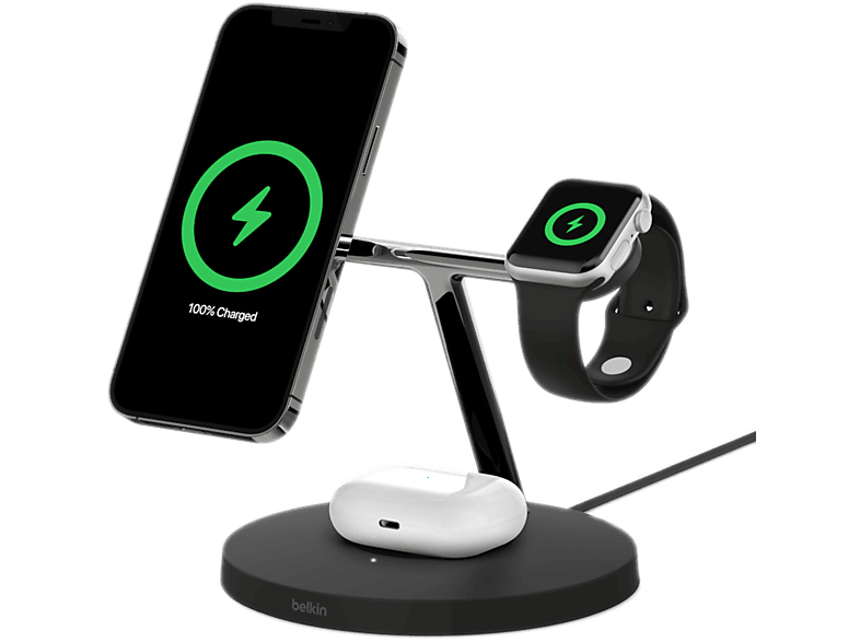 Belkin 3-in-1 Draadloze Laadstation Met Magsafe 15 W Zwart (wiz017vfbk) WIZ017vfbk Laadstation