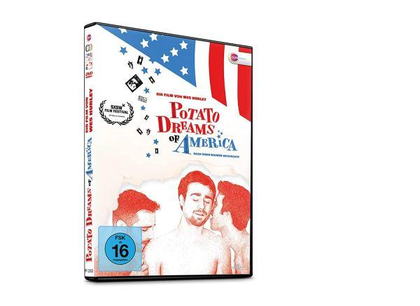 DVD-Hülle von 'Potato Dreams of America' mit Bild einer USA-Flagge und Figuren auf Weiß.