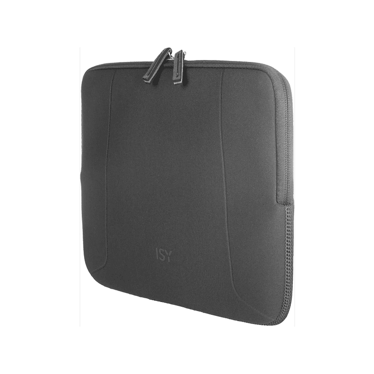 Una funda gris para portátil con cremallera.