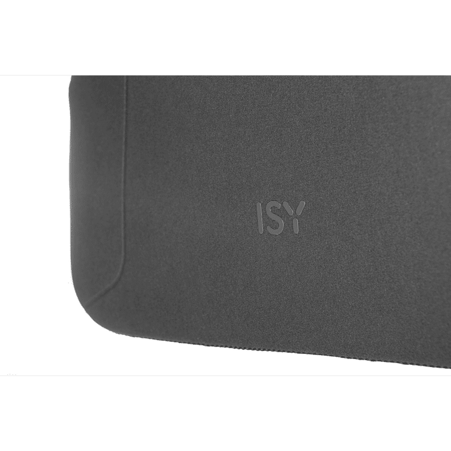 Funda gris oscuro. La palabra 'ISY' está impresa en el centro.