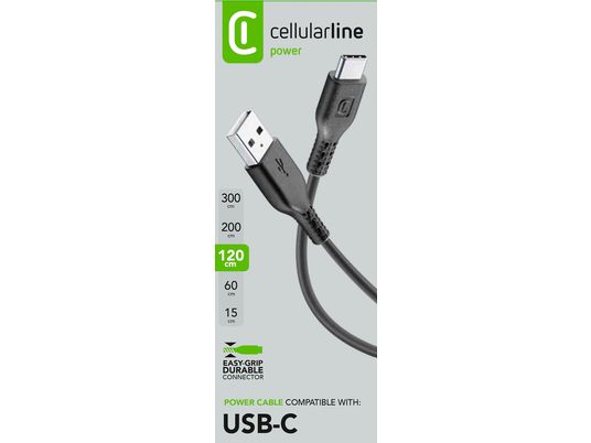 CELLULAR LINE Power Cable - Cavo da USB-A a USB-C (Nero)