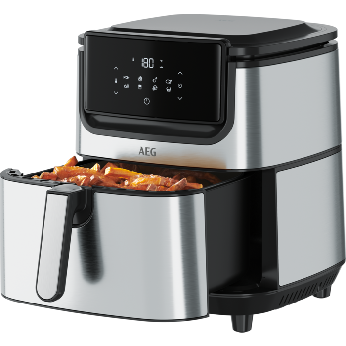 Freidora de Aire Sin Aceite - AEG AF6-1-6ST, 1800 W, 5.4 l, Hasta 180º C, 8 programas, Acero Inoxidable