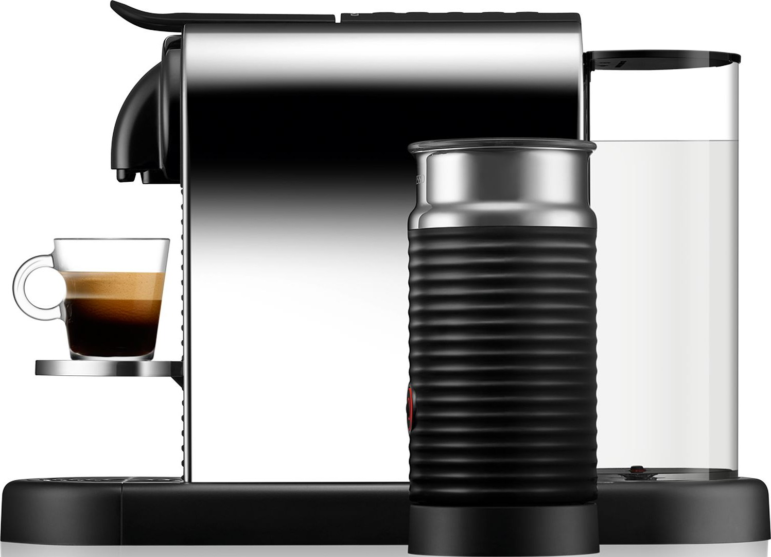 Una macchina per il caffè bianca con i suoi componenti e accessori.