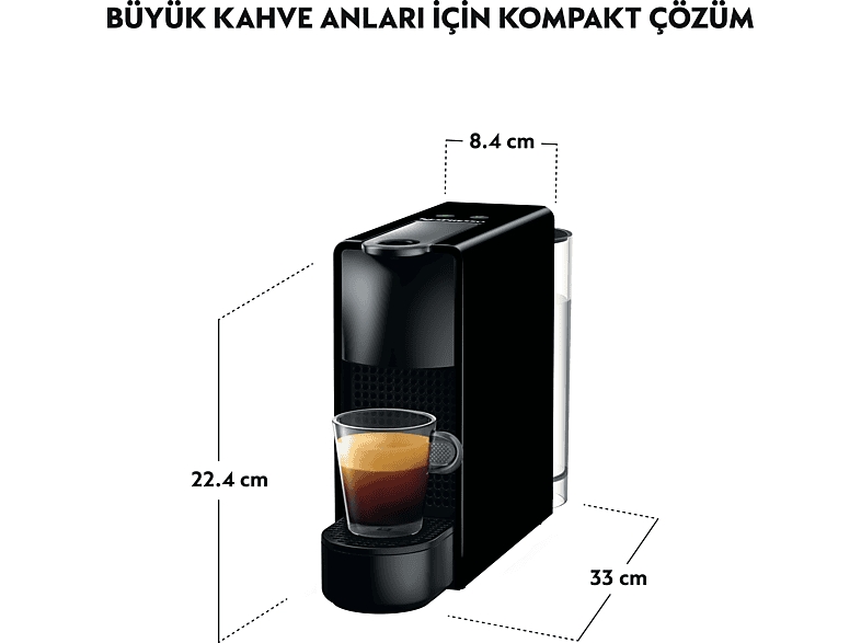 NESPRESSO C35 Essenza Mini Siyah Kahve Makinesi ve Süt Köpürtücü Aksesuar_2