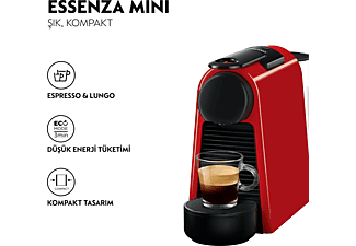 NESPRESSO D35 Essenza Mini Kırmızı Kahve Makinesi ve Süt Köpürtücü Aksesuar_1