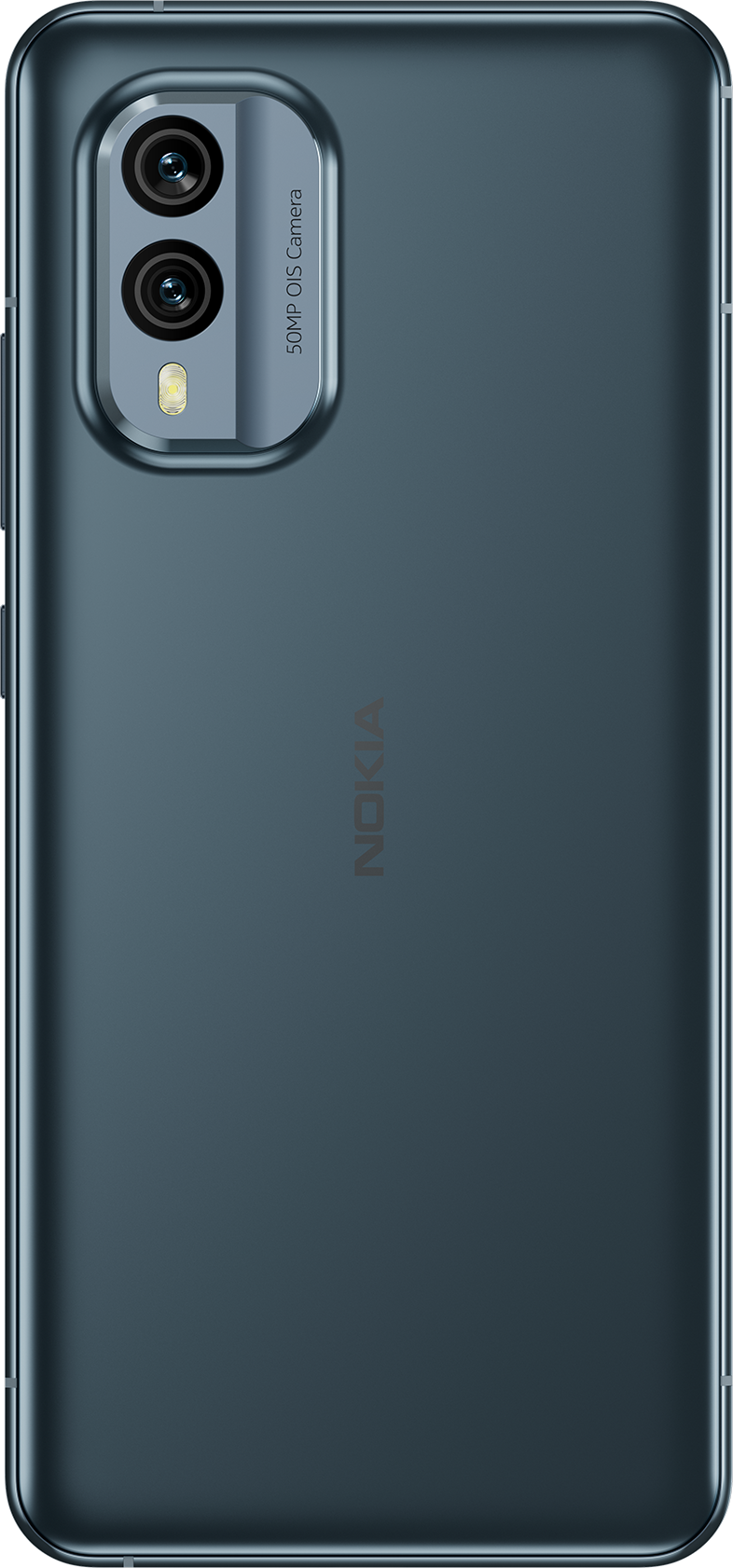 Sötét türkizkék Nokia okostelefon hátulja, kamerával.