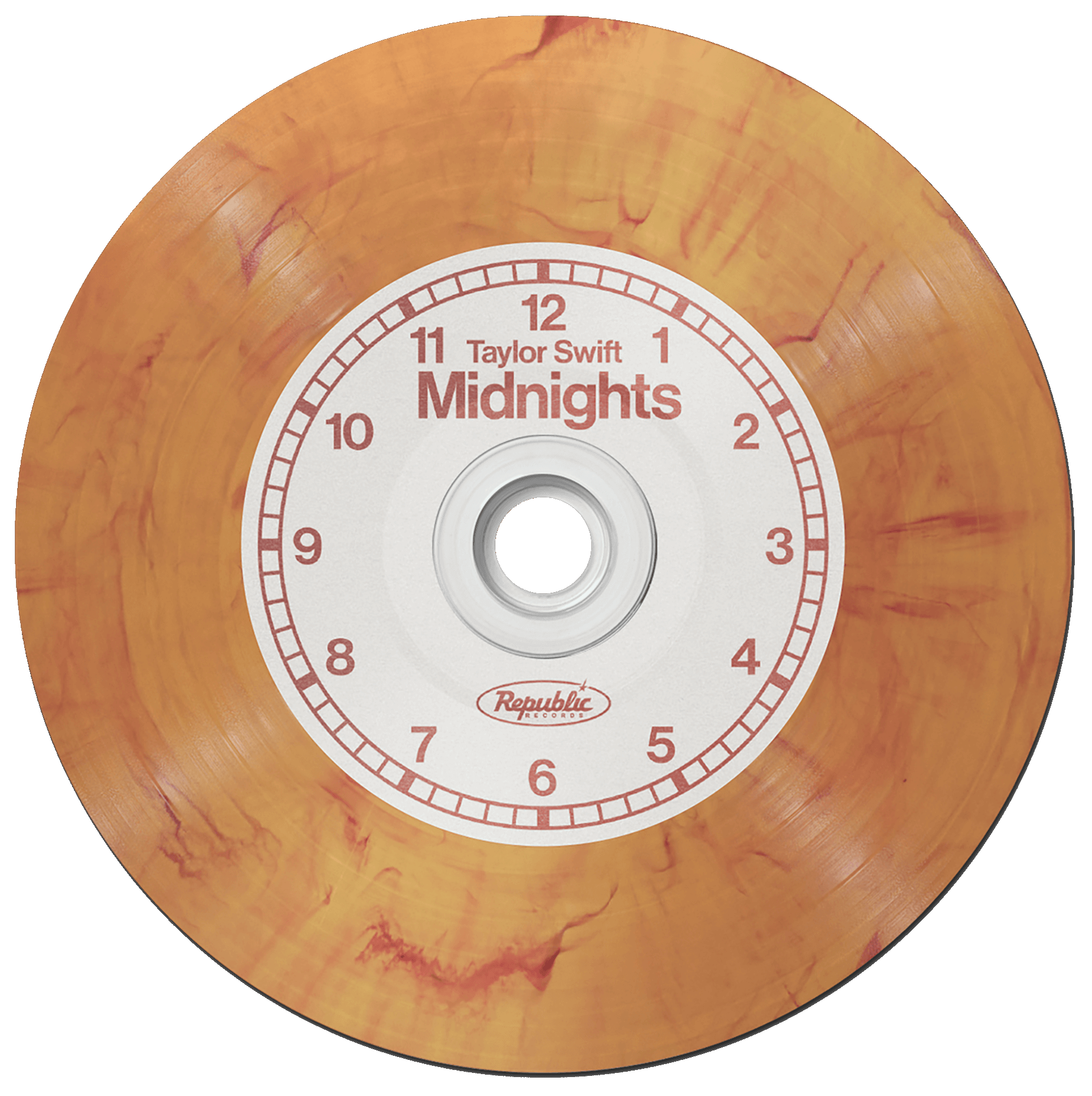 Bakelit hanglemez óralap designnal, Taylor Swift Midnights album.