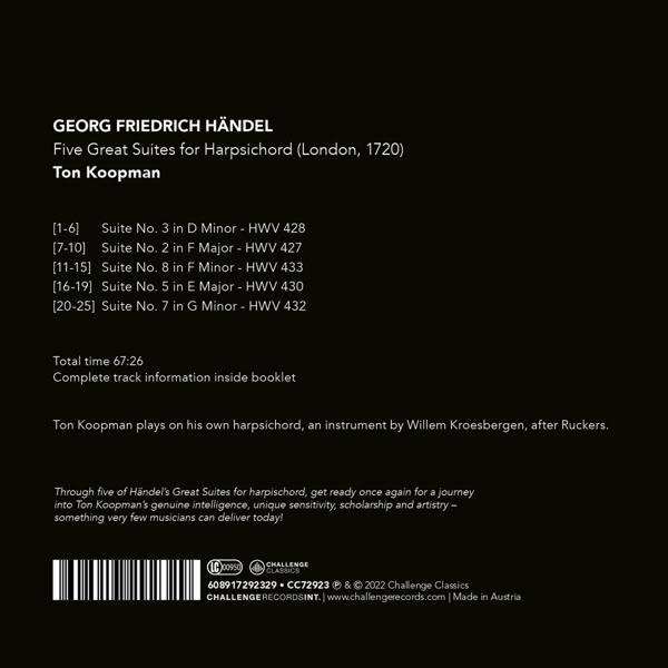 Ton Koopman - Five Great Suites for Harpsichord (London, 1720)  - (CD)