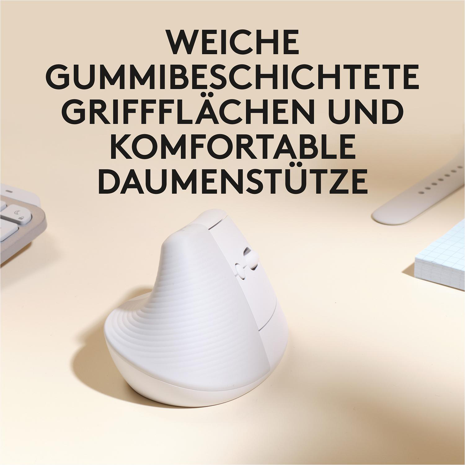 LOGITECH Lift Mac Maus, Off-White für