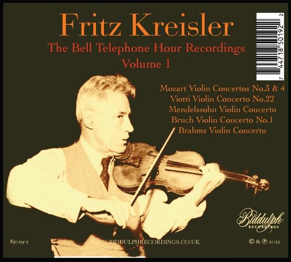 Fritz Kreisler - Kreisler-The Bell Telephone Recordings: Vol.1  - (CD)