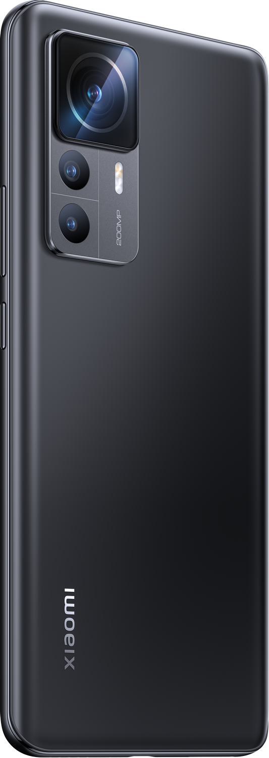 Smartphone negro con configuración de triple cámara trasera, logo Xiaomi, color gris.